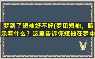 梦到了短袖好不好(梦见短袖，暗示着什么？这里告诉你短袖在梦中的含义！)