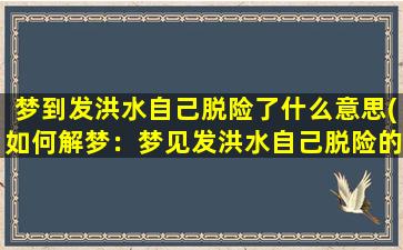 梦到发洪水自己脱险了什么意思(如何解梦：梦见发洪水自己脱险的寓意)