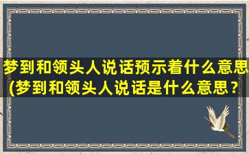 梦到和领头人说话预示着什么意思(梦到和领头人说话是什么意思？做梦解析与预示)