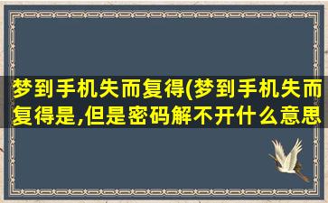 梦到手机失而复得(梦到手机失而复得是,但是密码解不开什么意思)