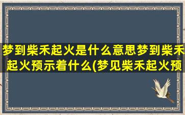 梦到柴禾起火是什么意思梦到柴禾起火预示着什么(梦见柴禾起火预示着什么？这是火灾梦的含义之一。)