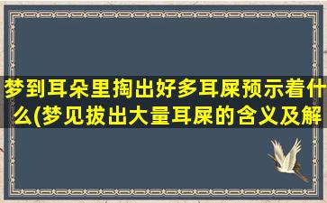 梦到耳朵里掏出好多耳屎预示着什么(梦见拔出大量耳屎的含义及解析)