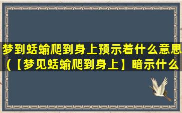 梦到蛞蝓爬到身上预示着什么意思(【梦见蛞蝓爬到身上】暗示什么？解梦大揭秘！)