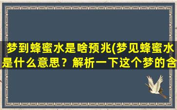 梦到蜂蜜水是啥预兆(梦见蜂蜜水是什么意思？解析一下这个梦的含义！)