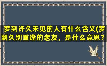 梦到许久未见的人有什么含义(梦到久别重逢的老友，是什么意思？)