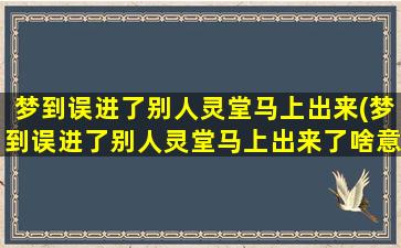 梦到误进了别人灵堂马上出来(梦到误进了别人灵堂马上出来了啥意思)