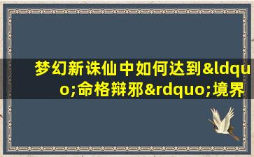 梦幻新诛仙中如何达到“命格辩邪”境界