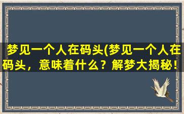 梦见一个人在码头(梦见一个人在码头，意味着什么？解梦大揭秘！)