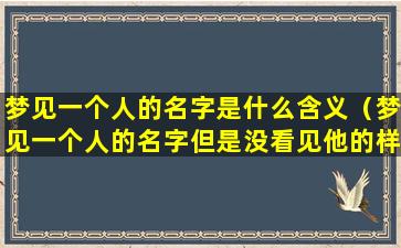 梦见一个人的名字是什么含义（梦见一个人的名字但是没看见他的样子）