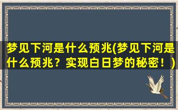 梦见下河是什么预兆(梦见下河是什么预兆？实现白日梦的秘密！)