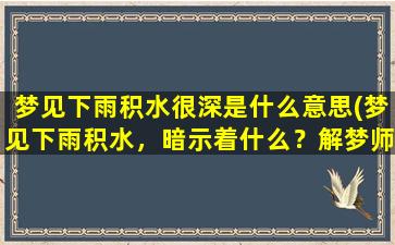 梦见下雨积水很深是什么意思(梦见下雨积水，暗示着什么？解梦师为你详解！)