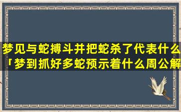 梦见与蛇搏斗并把蛇杀了代表什么「梦到抓好多蛇预示着什么周公解梦」