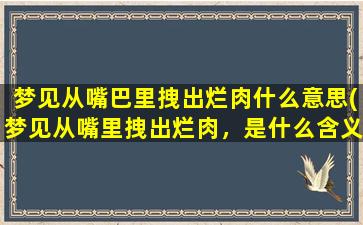 梦见从嘴巴里拽出烂肉什么意思(梦见从嘴里拽出烂肉，是什么含义？)