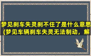 梦见刹车失灵刹不住了是什么意思(梦见车辆刹车失灵无法制动，解析梦境的隐含寓意)