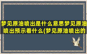 梦见原油喷出是什么意思梦见原油喷出预示着什么(梦见原油喷出的寓意及预示)