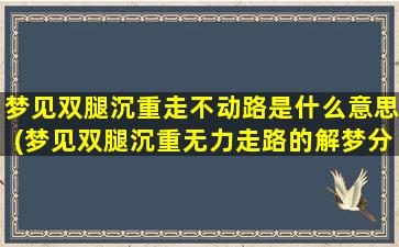 梦见双腿沉重走不动路是什么意思(梦见双腿沉重无力走路的解梦分析和心理学解释)