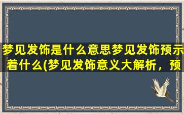 梦见发饰是什么意思梦见发饰预示着什么(梦见发饰意义大解析，预示什么？)