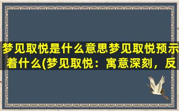 梦见取悦是什么意思梦见取悦预示着什么(梦见取悦：寓意深刻，反映内心不安与追求完美的心理状态)