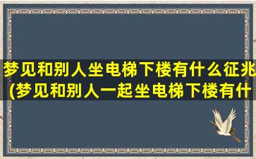 梦见和别人坐电梯下楼有什么征兆(梦见和别人一起坐电梯下楼有什么含义？)