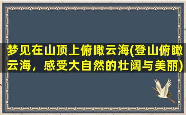 梦见在山顶上俯瞰云海(登山俯瞰云海，感受大自然的壮阔与美丽)