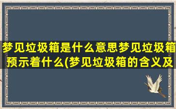 梦见垃圾箱是什么意思梦见垃圾箱预示着什么(梦见垃圾箱的含义及预示是什么？)