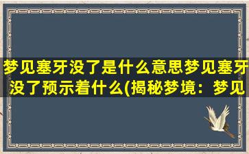 梦见塞牙没了是什么意思梦见塞牙没了预示着什么(揭秘梦境：梦见塞牙没了预示着什么？)