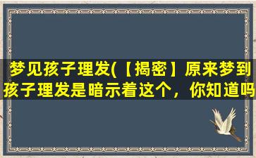 梦见孩子理发(【揭密】原来梦到孩子理发是暗示着这个，你知道吗？)