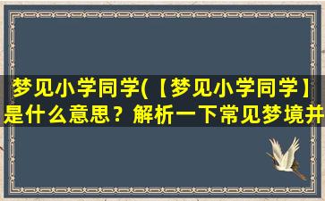 梦见小学同学(【梦见小学同学】是什么意思？解析一下常见梦境并给出解答)