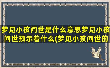 梦见小孩问世是什么意思梦见小孩问世预示着什么(梦见小孩问世的意义和预示，梦境解析汇总)