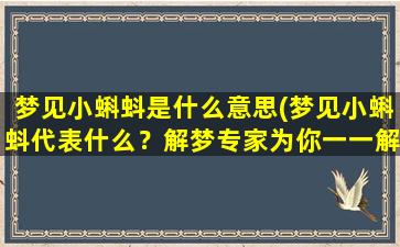 梦见小蝌蚪是什么意思(梦见小蝌蚪代表什么？解梦专家为你一一解析)