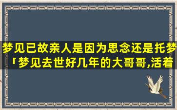 梦见已故亲人是因为思念还是托梦「梦见去世好几年的大哥哥,活着回来了,我还和他说话,问问怎么回来了」