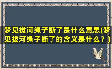 梦见拔河绳子断了是什么意思(梦见拔河绳子断了的含义是什么？)