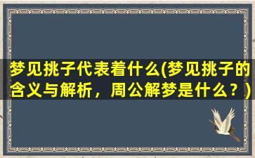 梦见挑子代表着什么(梦见挑子的含义与解析，周公解梦是什么？)