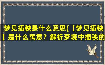 梦见插秧是什么意思(【梦见插秧】是什么寓意？解析梦境中插秧的含义)