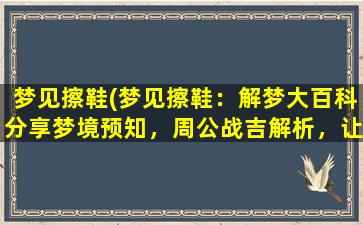 梦见擦鞋(梦见擦鞋：解梦大百科分享梦境预知，周公战吉解析，让你了解梦见擦鞋是什么寓意)