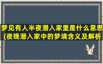 梦见有人半夜潜入家里是什么意思(夜晚潜入家中的梦境含义及解析)