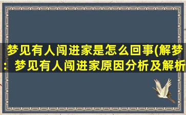 梦见有人闯进家是怎么回事(解梦：梦见有人闯进家原因分析及解析)