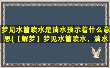 梦见水管喷水是清水预示着什么意思(【解梦】梦见水管喷水，清水预示着什么？)