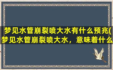 梦见水管崩裂喷大水有什么预兆(梦见水管崩裂喷大水，意味着什么？)