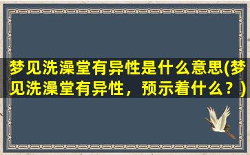 梦见洗澡堂有异性是什么意思(梦见洗澡堂有异性，预示着什么？)