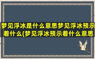 梦见浮冰是什么意思梦见浮冰预示着什么(梦见浮冰预示着什么意思？解梦大全告诉你！)