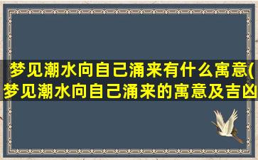 梦见潮水向自己涌来有什么寓意(梦见潮水向自己涌来的寓意及吉凶解析，梦境解析大全)