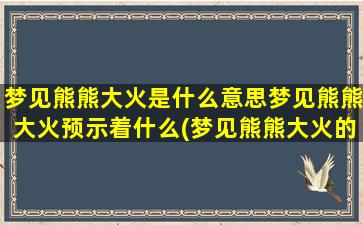 梦见熊熊大火是什么意思梦见熊熊大火预示着什么(梦见熊熊大火的含义和预示，你知道吗？)