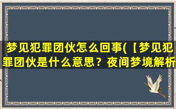 梦见犯罪团伙怎么回事(【梦见犯罪团伙是什么意思？夜间梦境解析】)