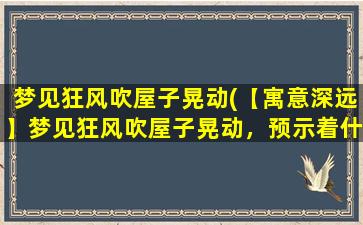 梦见狂风吹屋子晃动(【寓意深远】梦见狂风吹屋子晃动，预示着什么？)