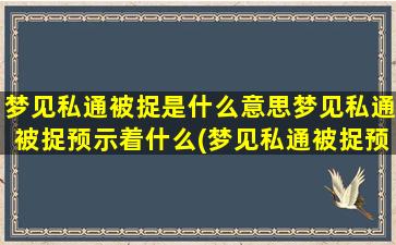 梦见私通被捉是什么意思梦见私通被捉预示着什么(梦见私通被捉预示着什么？私通被捉的梦境涵义？)