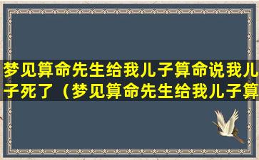 梦见算命先生给我儿子算命说我儿子死了（梦见算命先生给我儿子算命说我儿子死了什么意思）