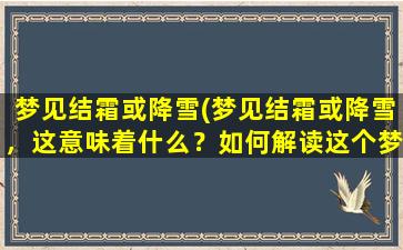 梦见结霜或降雪(梦见结霜或降雪，这意味着什么？如何解读这个梦境？)