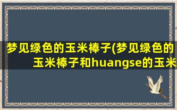 梦见绿色的玉米棒子(梦见绿色的玉米棒子和huangse的玉米棒子)