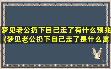 梦见老公扔下自己走了有什么预兆(梦见老公扔下自己走了是什么寓意？可能的预示解析！)